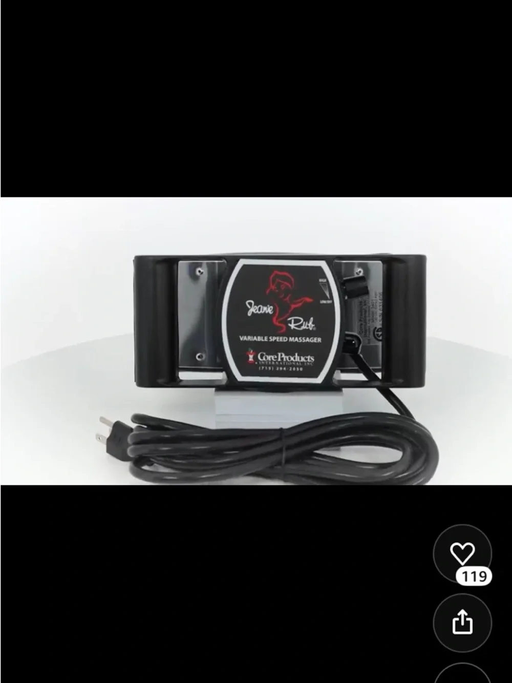 Jeanie Rub Variable Speed Massager - Black - Picture 8 of 12